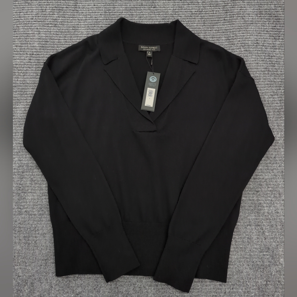 BR Washable Merino Wool Sweater – Black – NWT Dark Academia, Luxury, Minimalist